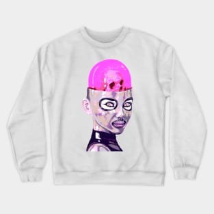 skull unicorn princess of darkness cyborg. psychedelic painting LSD overlord Crewneck Sweatshirt